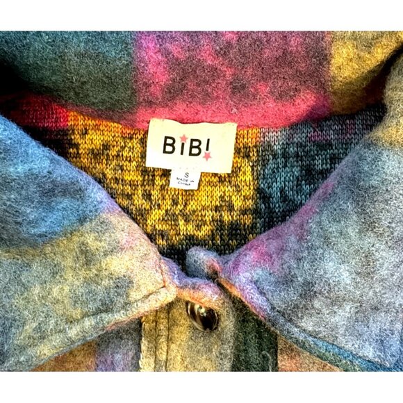 Colorful Plaid Shacket Oversized Button Down Shirt Jacket Women S - Picture 5 of 9